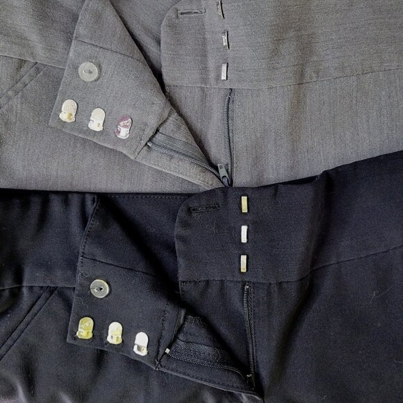 Nicole Miller Capri Pants Size 8 32X22 Two 2 Pair Black Gray Front Zip Pockets - Picture 6 of 12